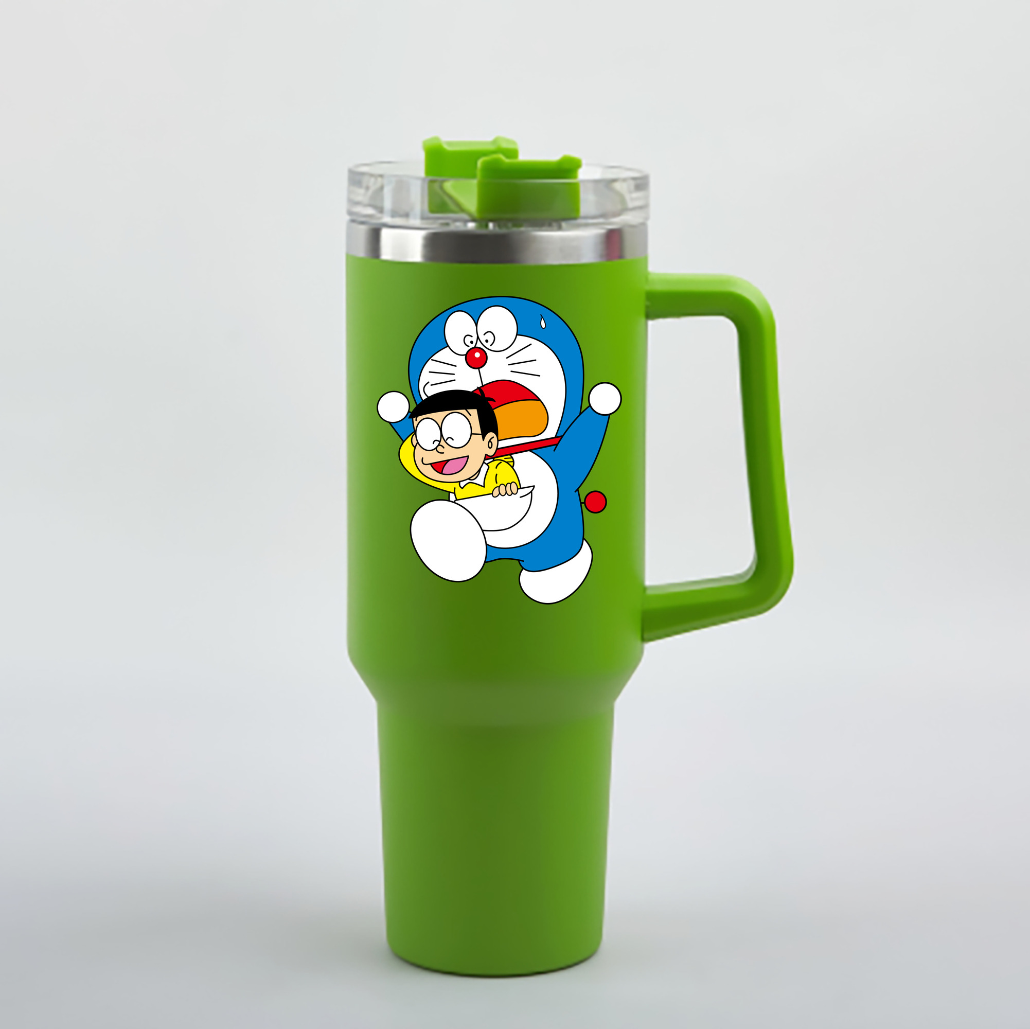 （画像用） ドラえもん Doraemon 1200mL車用タンブラー - クリスタルステッカー（プラスチックストロー付き）